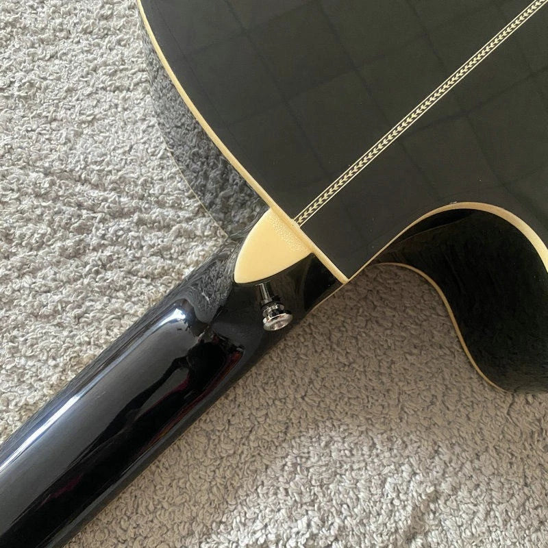 Gloss Black 5 String Acoustic Electric Bass, Spruce Top, Mahogany Neck, Rosewood