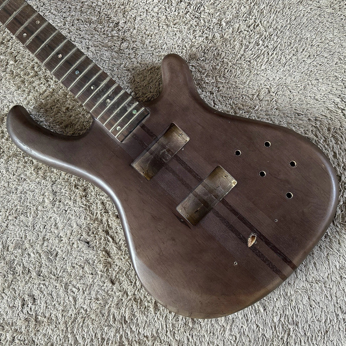 4-String Bass Guitar Neck, Alder Swamp Wood, 24-Fret Semi-Finished, Neck Through
