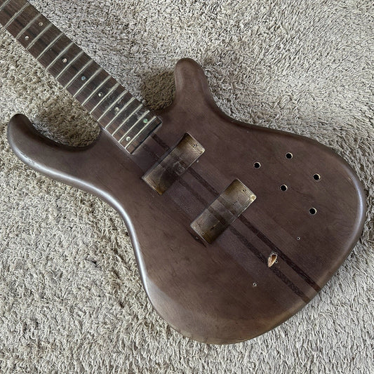 4-String Bass Guitar Neck, Alder Swamp Wood, 24-Fret Semi-Finished, Neck Through
