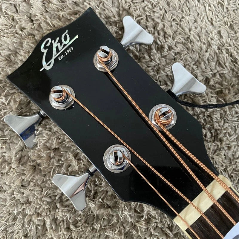 Left Handed Eko 4 String Acoustic Bass, Spruce Top Body, Mahogany Neck