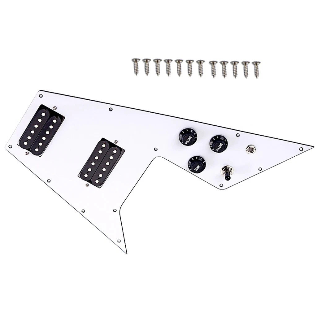 White HH Guitar Prewired Loaded Pickguard Fit Flying V Guitars