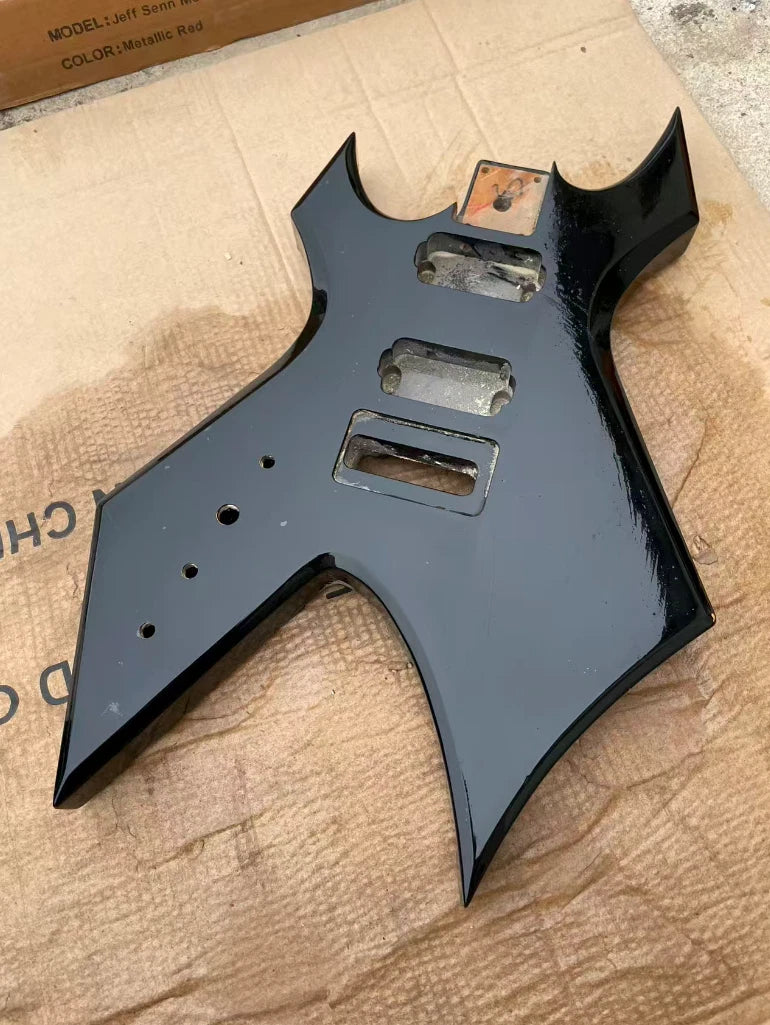 Glossy Black Left Handed HH Guitar Body For Warlock DIY Project