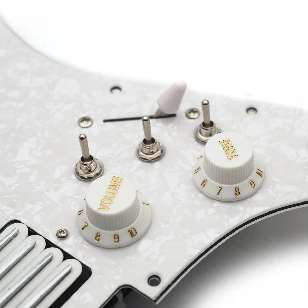 HSS White Pearl Guitar Loaded Prewired Pickguard, Dual Rail Pickups Fit Strat ST