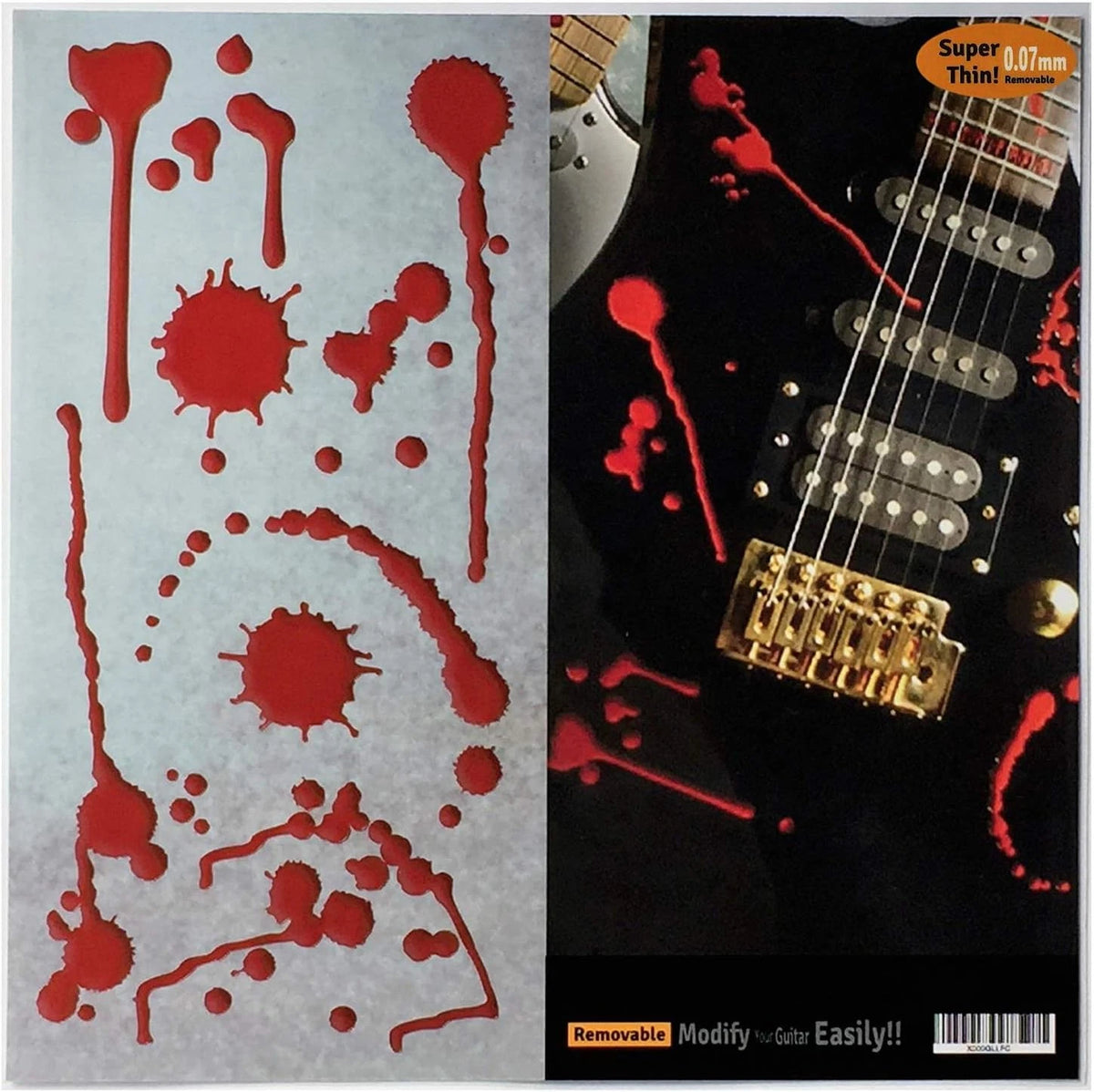 Splattered Red Guitar and Bass Body Inlay Stickers Decal