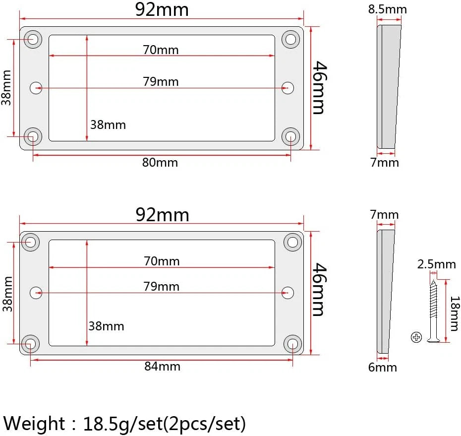 2 Pcs Rosewood Curved Bottom Humbucker Pickup Ring Set for Epiphone Guitar Acces