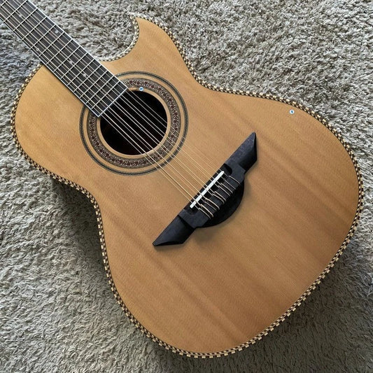 10 String Crossover Acoustic Electric Guitar, Solid Red Pine Top
