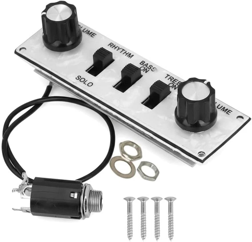 White Pearl Violin Bass Prewired Control Plate Kit