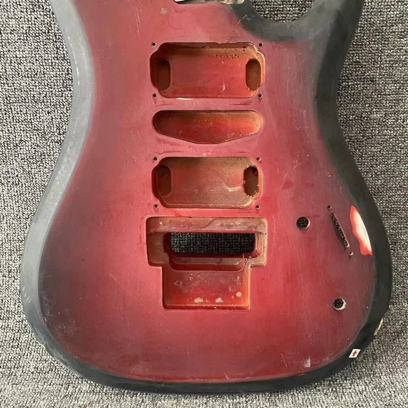 Red HSH Electric Guitar Body, Double Locking Bridge Routing