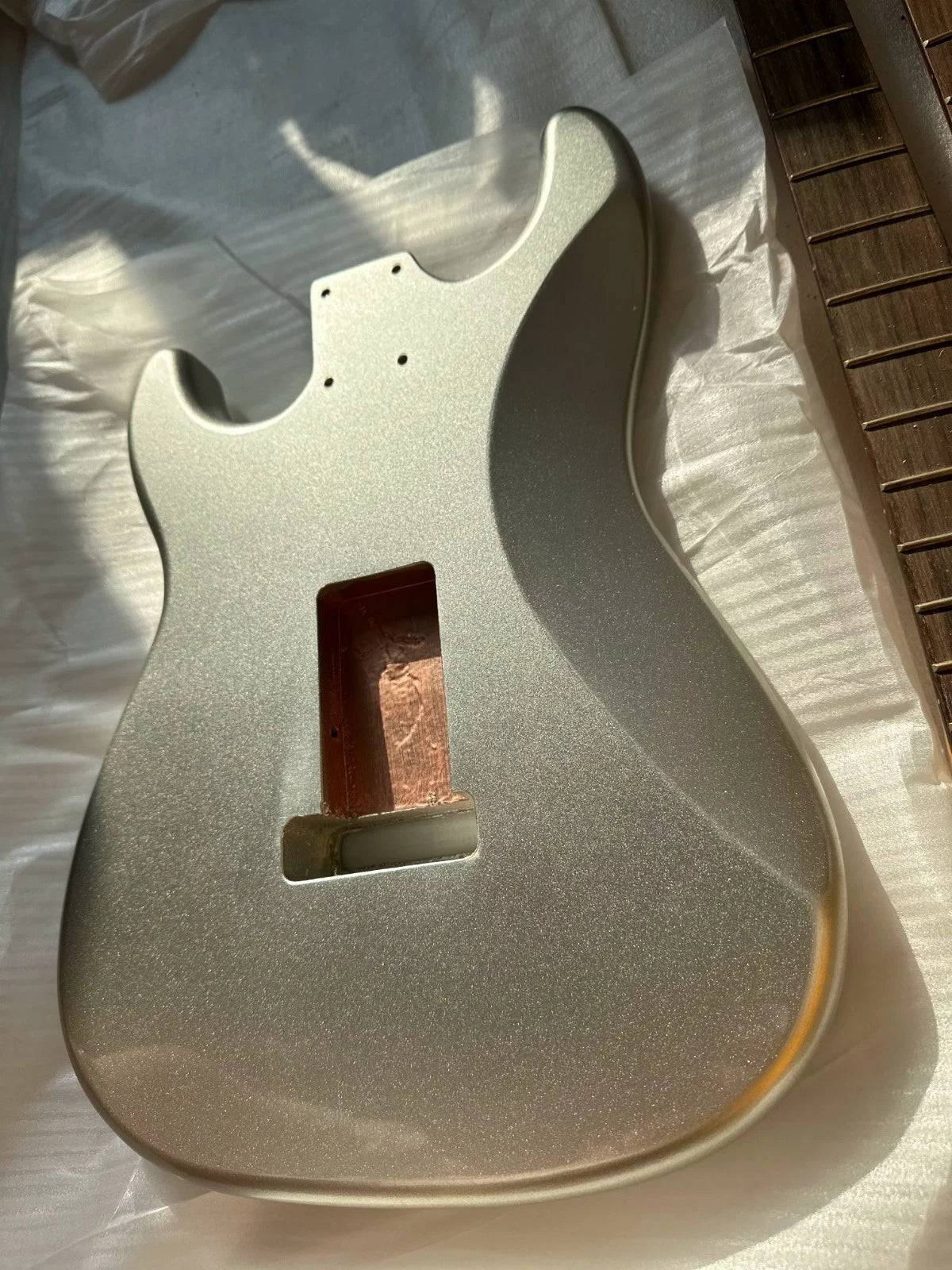 Metallic Silver Alder Wood Guitar Body Fit ST