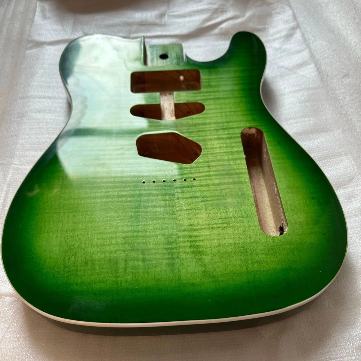 Green Burst Flame Maple Guitar Mahogany Wood Body Fit TL DIY Project