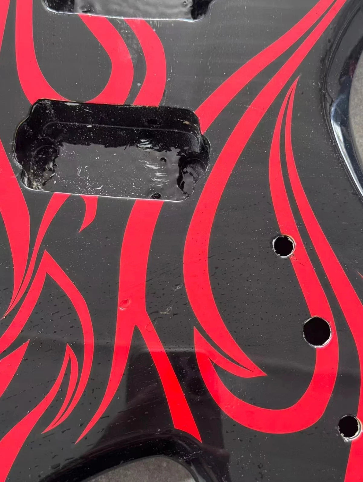 Black with Red Top HH Guitar Solid Basswood Body Fit Warlock