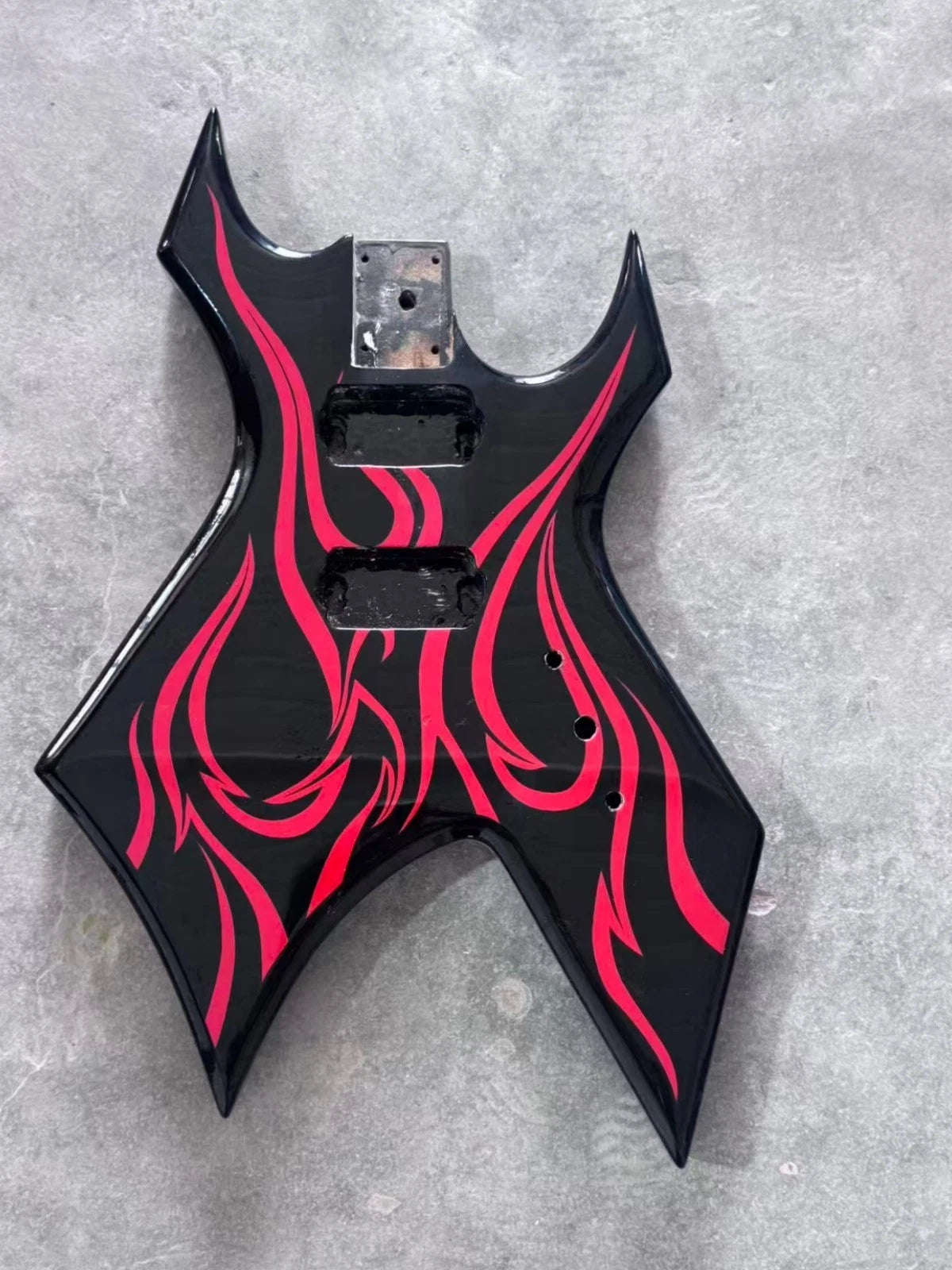 Black with Red Top HH Guitar Solid Basswood Body Fit Warlock