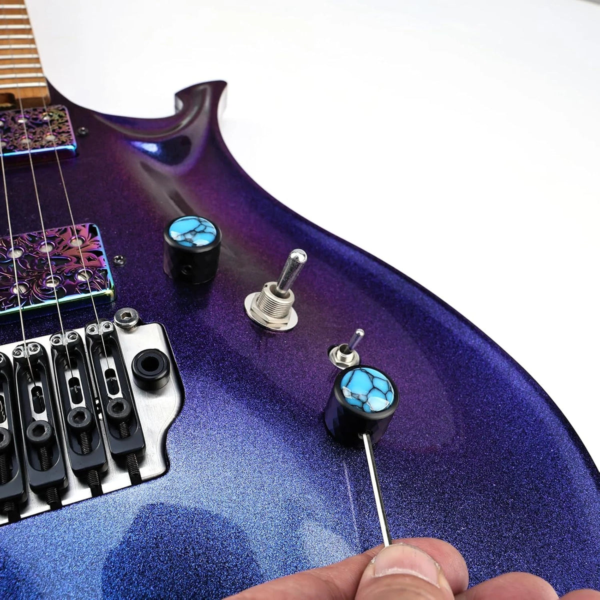 2x Aluminum Guitar Bass Control Knobs Blue Top Fit Schecter,Jacks<wbr/>on,Peavey,Cort