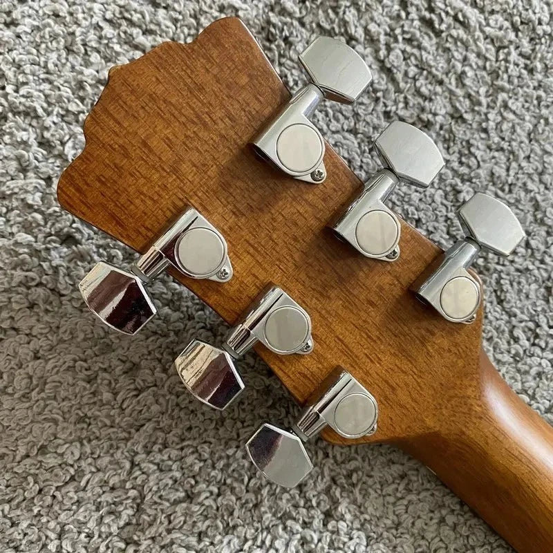 Luna Acoustic Guitar Engraved Spruce Top Body Mahogany Neck Rosewood Fingerboard