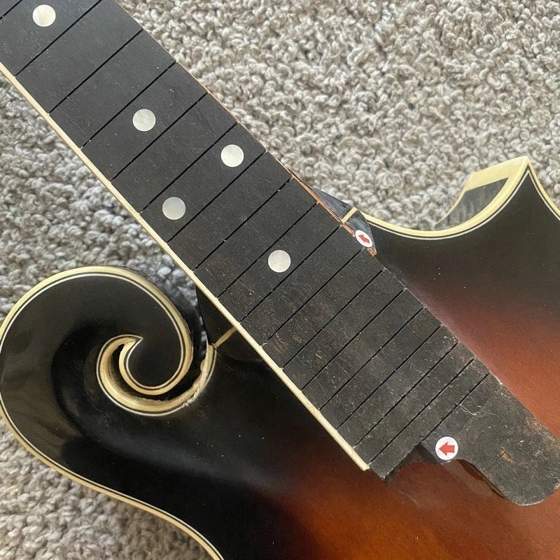 Sunburst Mahogany Wood 8 String Mandolin Body, Ebony Fingerboard Neck