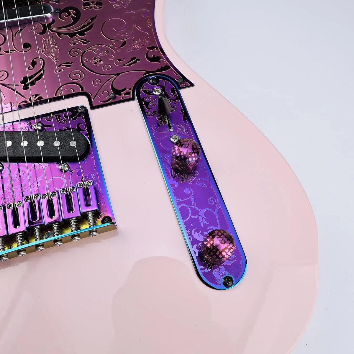 Rainbow Purple Engraved Guitar Control Plate Fit Telecaster Tele