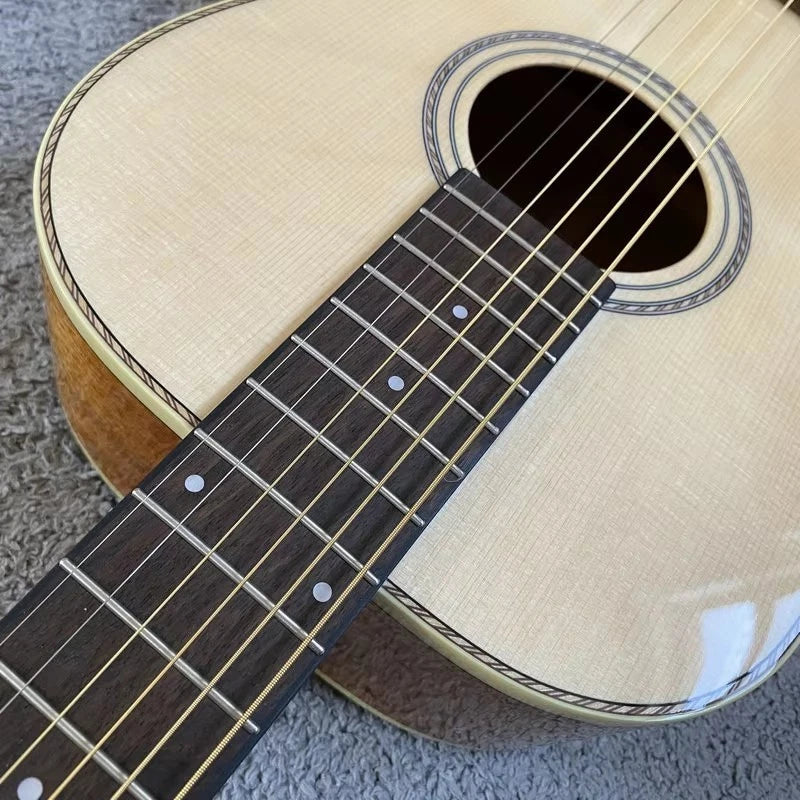 Parlor Acoustic Guitar, All Solid Wood, 38 Inch
