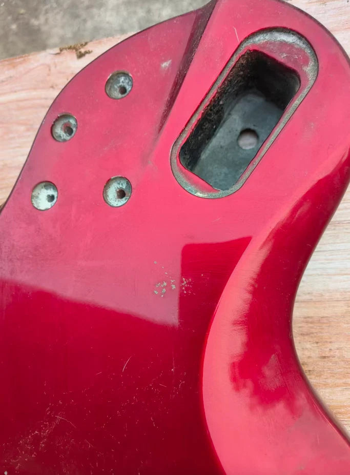 Glossy Red Single Cut Guitar Body with String Through Bridge