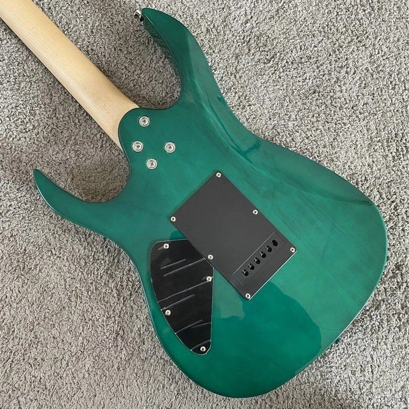 Transparent Green Superstrat Electric Guitar, Basswood Body, Maple Neck Rosewood