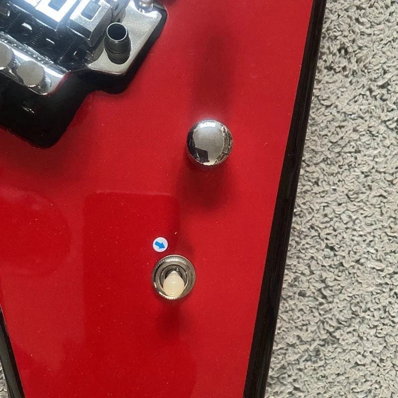 Red Electric Guitar, Floyd Rose Tremolo, Rosewood Fingerboard, V Shaped Body