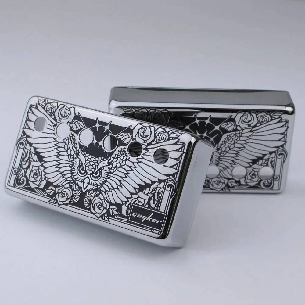 2PCS Chrome Guitar Owl Top Humbucker Pickup Covers For Epiphone Les Paul LP SG
