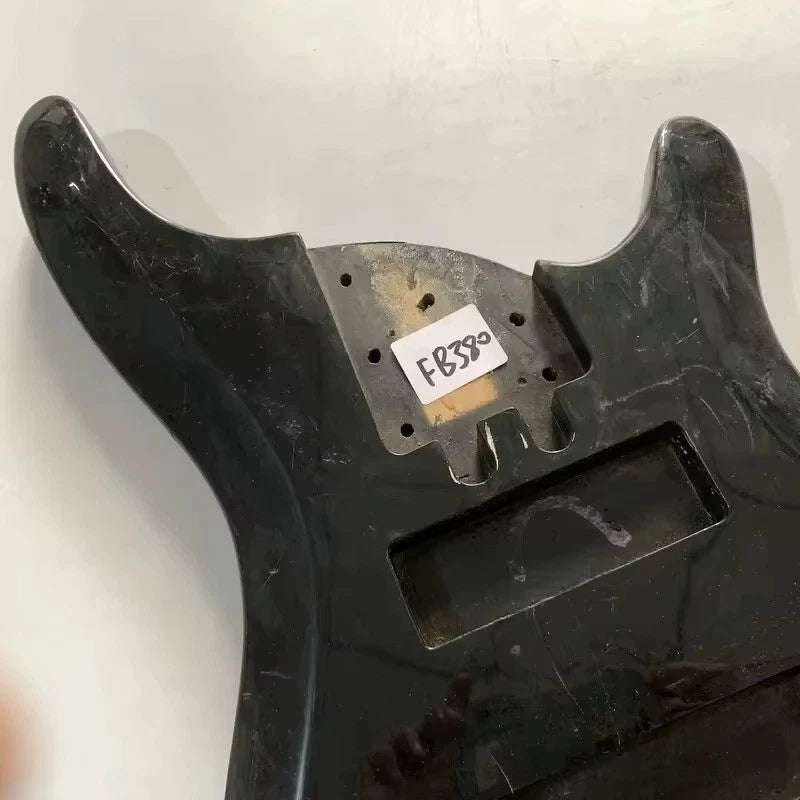 Black 6-String Jazz Bass Body, Unfinished DIY Project with Fixed Bridge