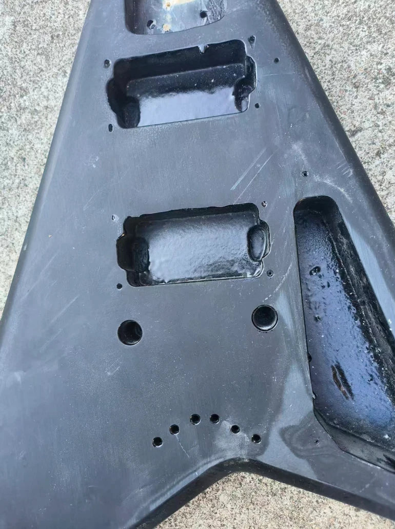Black HH Guitar Solid Body For Flying V Guitars, String Through Bridge
