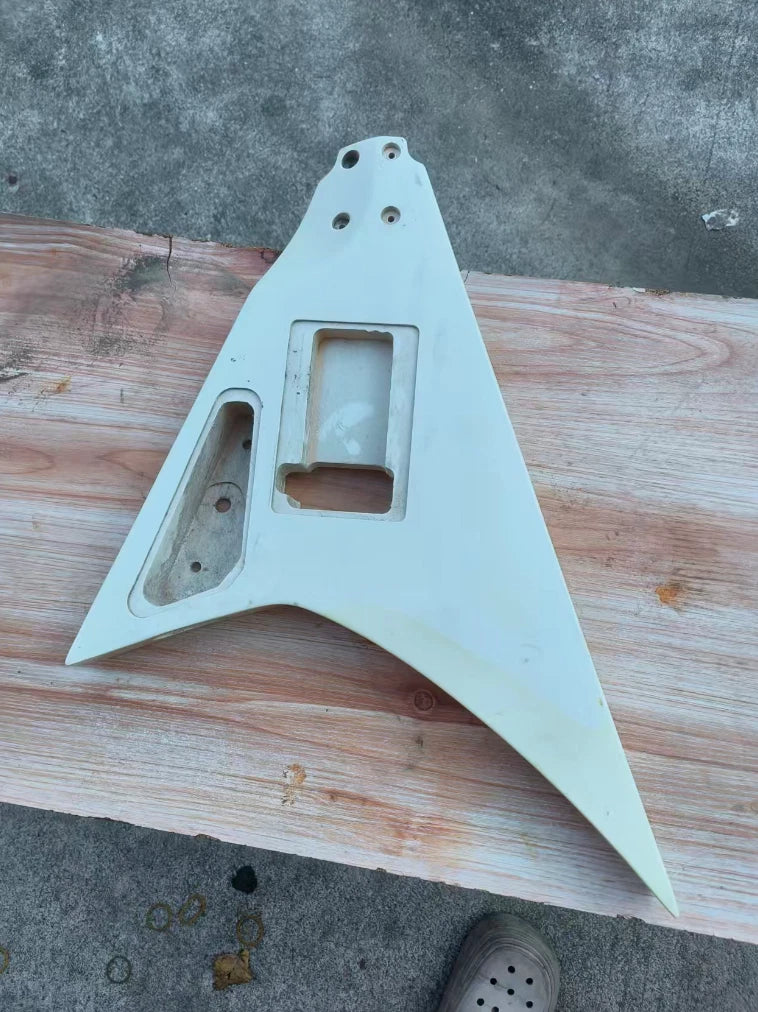 White HH V Shaped Guitar Body DIY Project Fit Flying V