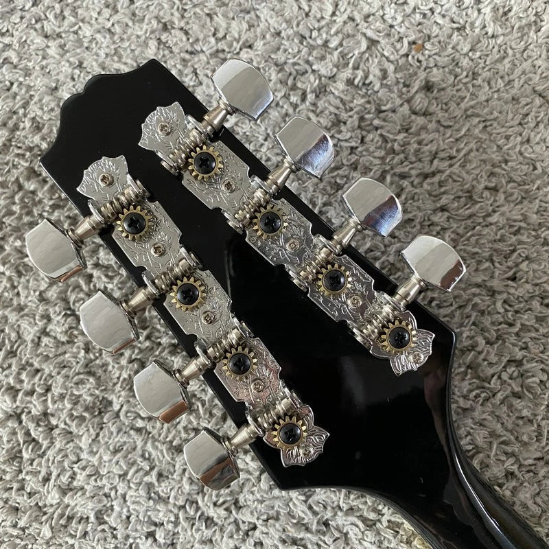 Black 8 String Mandolin, Maple Body, Mahogany Neck, Rosewood Fingerboard