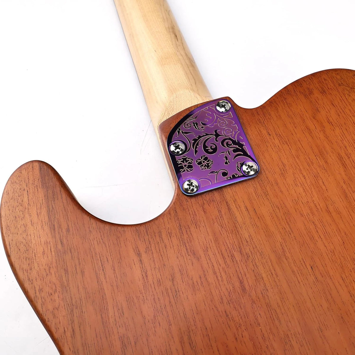 Engraved Steel Purple Guitar Bass Neck Plate Fit Telecaster / Stratocaster
