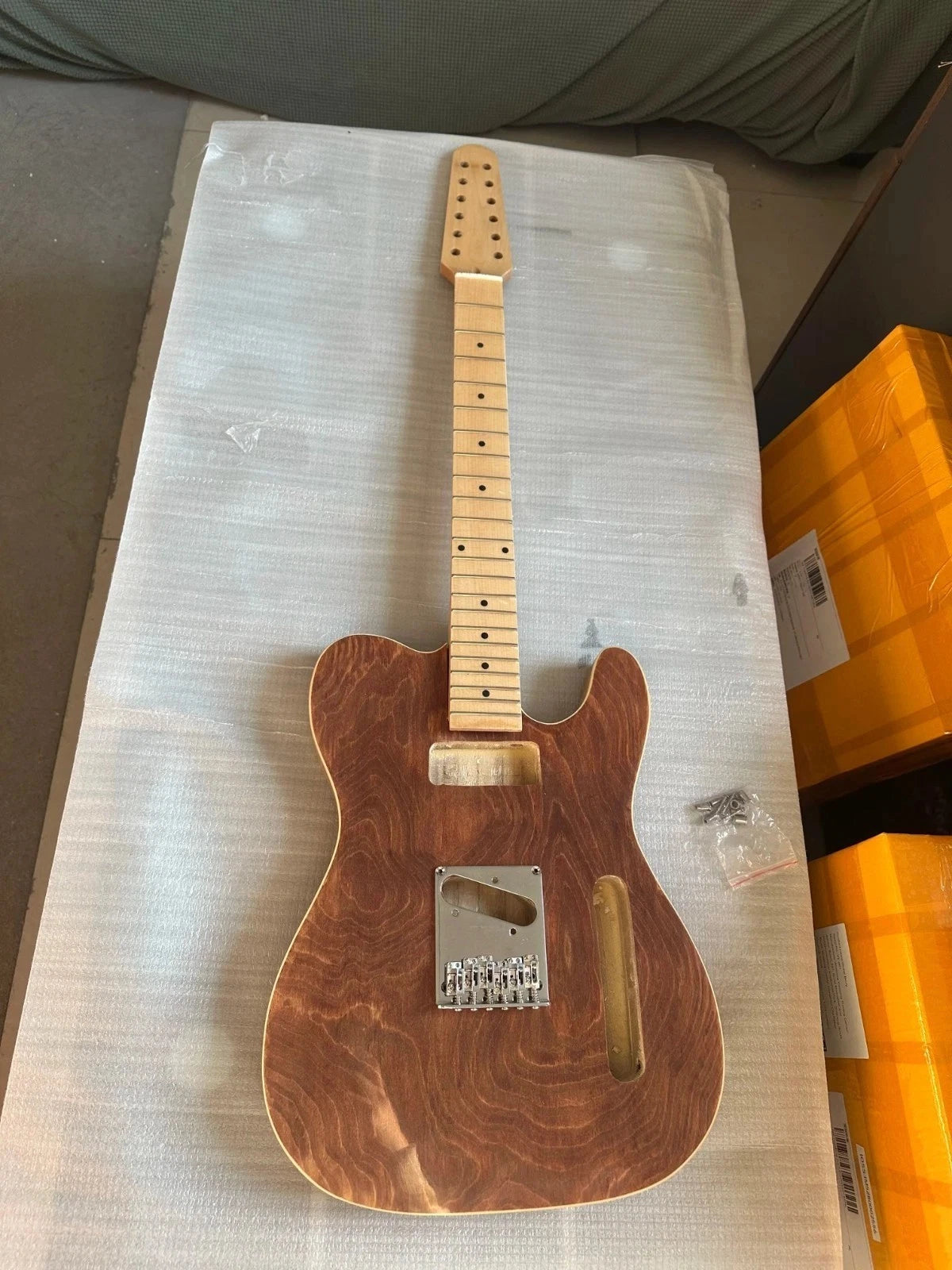 1 Set DIY Project 12 String Guitar, Paulownia Wood Body with Maple Neck Fit TL