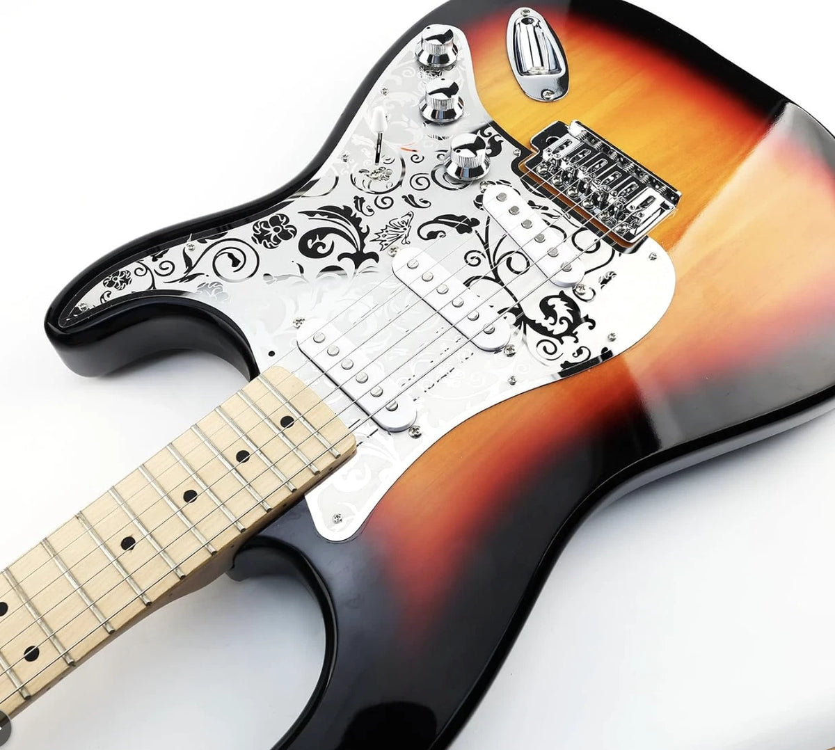 SSS Guitar Steel Engraved Flowers Pickguard Scratch Plate Fit Stratocaster Strat