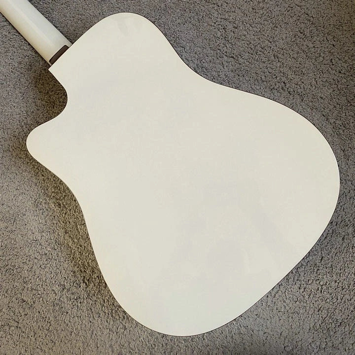 White 12 String Acoustic Electric Guitar, Mahoga Plywood Top Body, Mahogany Neck
