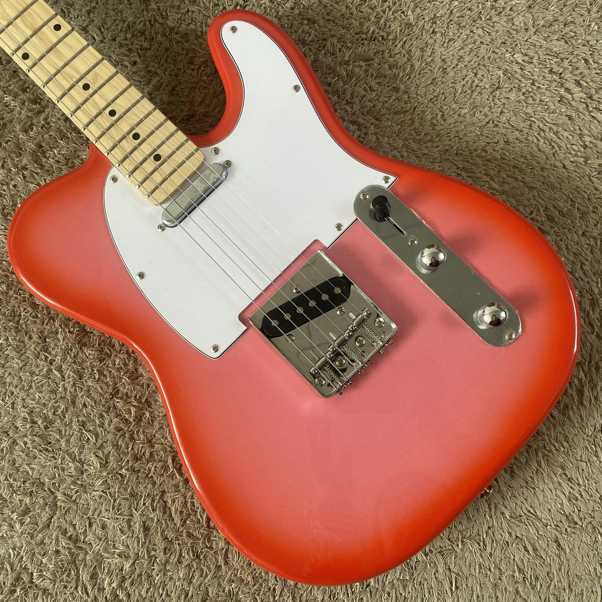 Pink Burst Electric Guitar, Basswood Body, Maple Neck