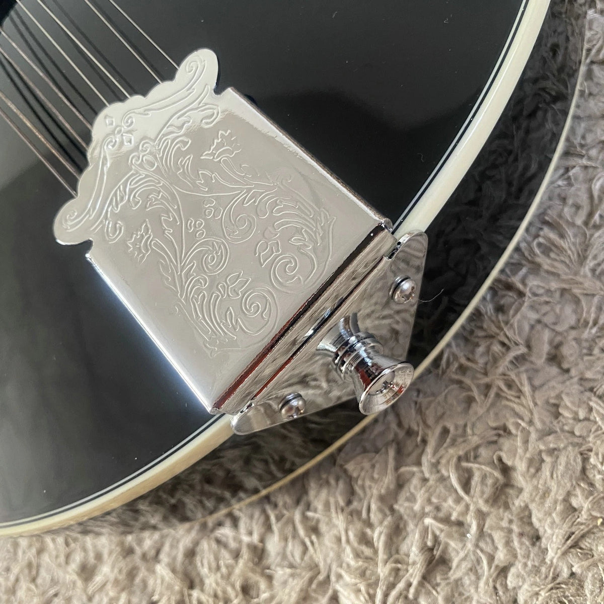 Black 8 String Mandolin, Mahogany Neck, Rosewood Fingerboard 20 Frets
