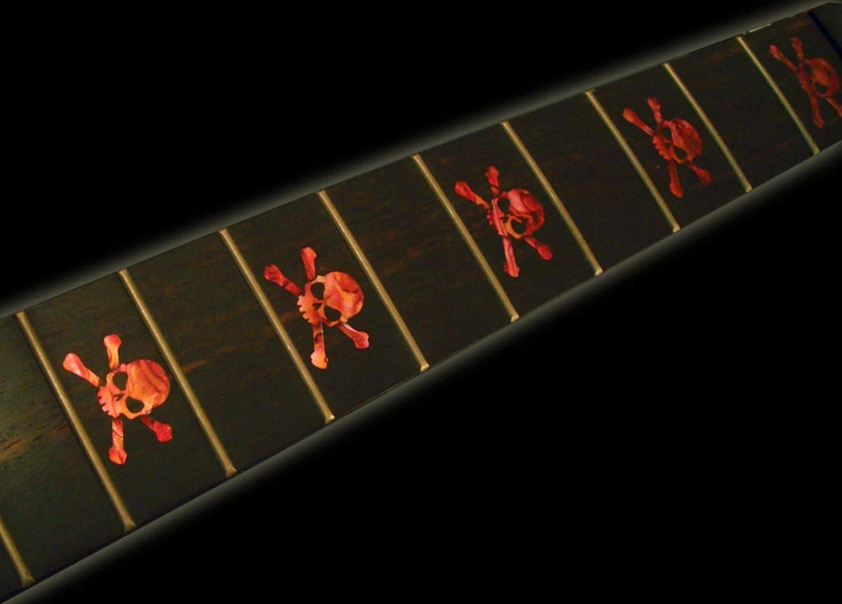 Abalone Red Guitar Fingerboard Fretboard Inlay Sticker Skull Heads Decals