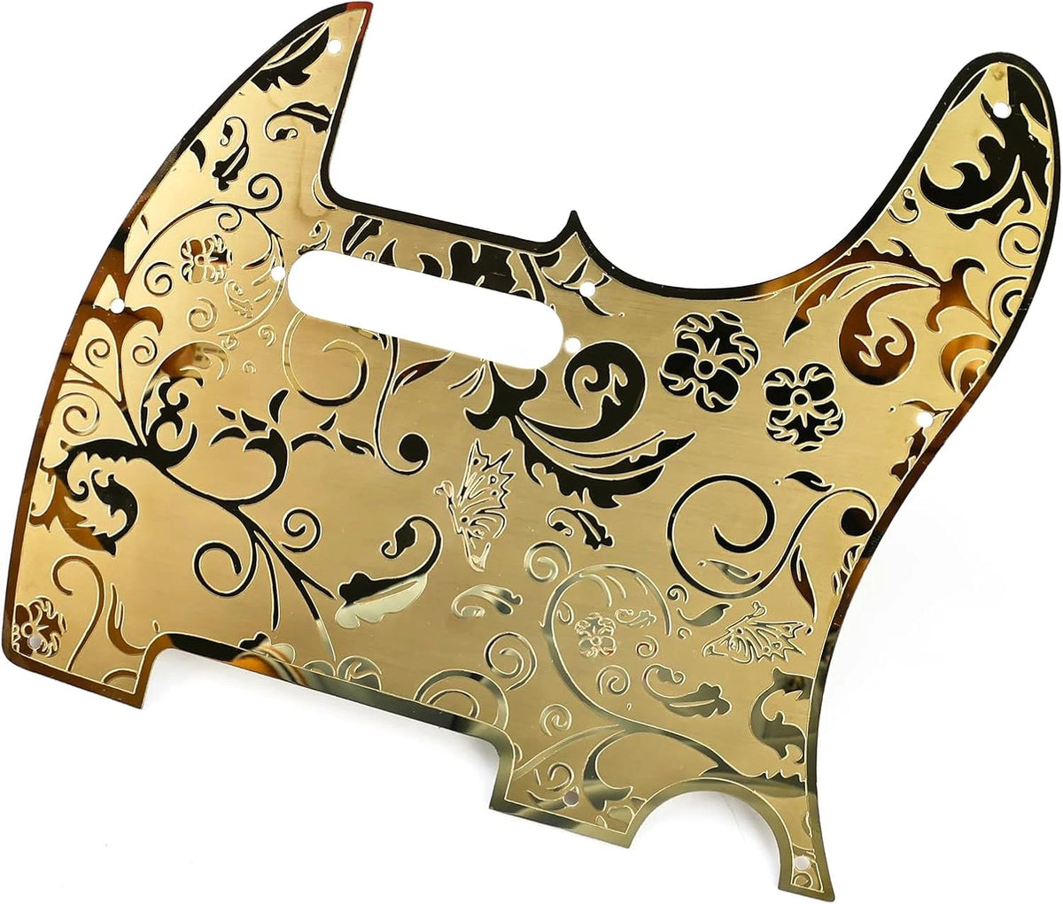 Gold Steel Vintage Engraved Guitar Pickguard Scratch Plate Fit Telecatser Tele