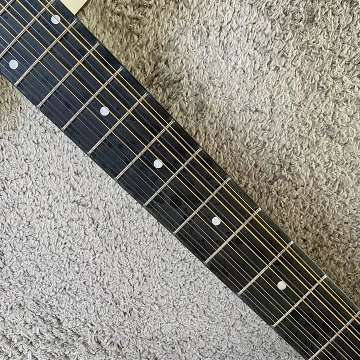 White 12-String Acoustic Guitar with EQ, Mahogany Neck, Rosewood Fingerboard
