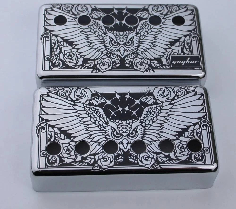 2PCS Chrome Guitar Owl Top Humbucker Pickup Covers For Epiphone Les Paul LP SG