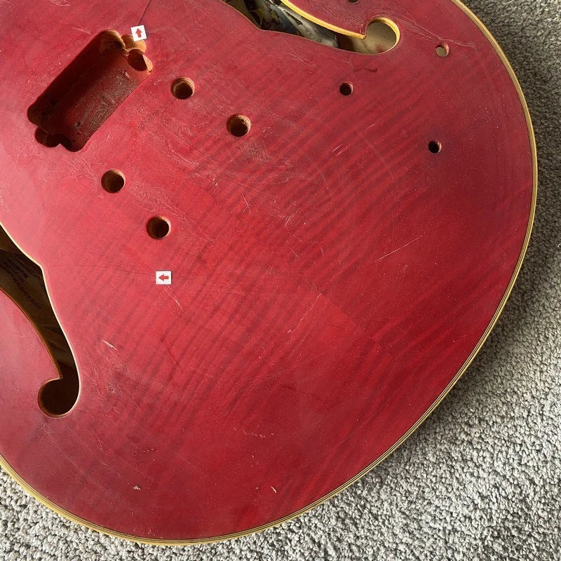 Red Semi Hollow Jazz Guitar Body with Maple Neck, Rosewood Fingerboard