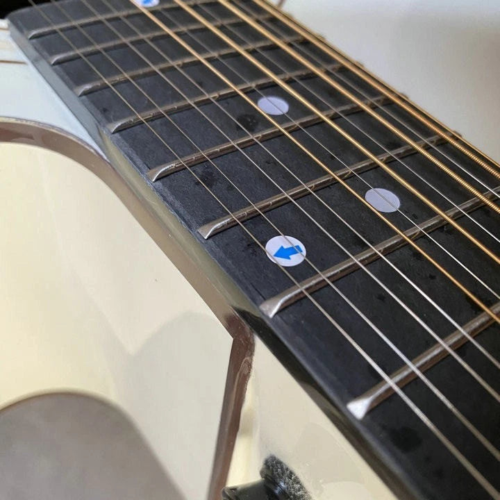 White 12 String Acoustic Electric Guitar, Mahoga Plywood Top Body, Mahogany Neck