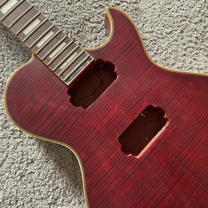 DeVille Red Tiger Maple Top Guitar Body, Rosewood Fingerboard Neck