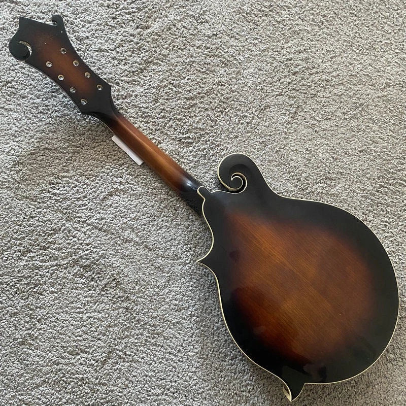 Sunburst Mahogany Wood 8 String Mandolin Body, Ebony Fingerboard Neck