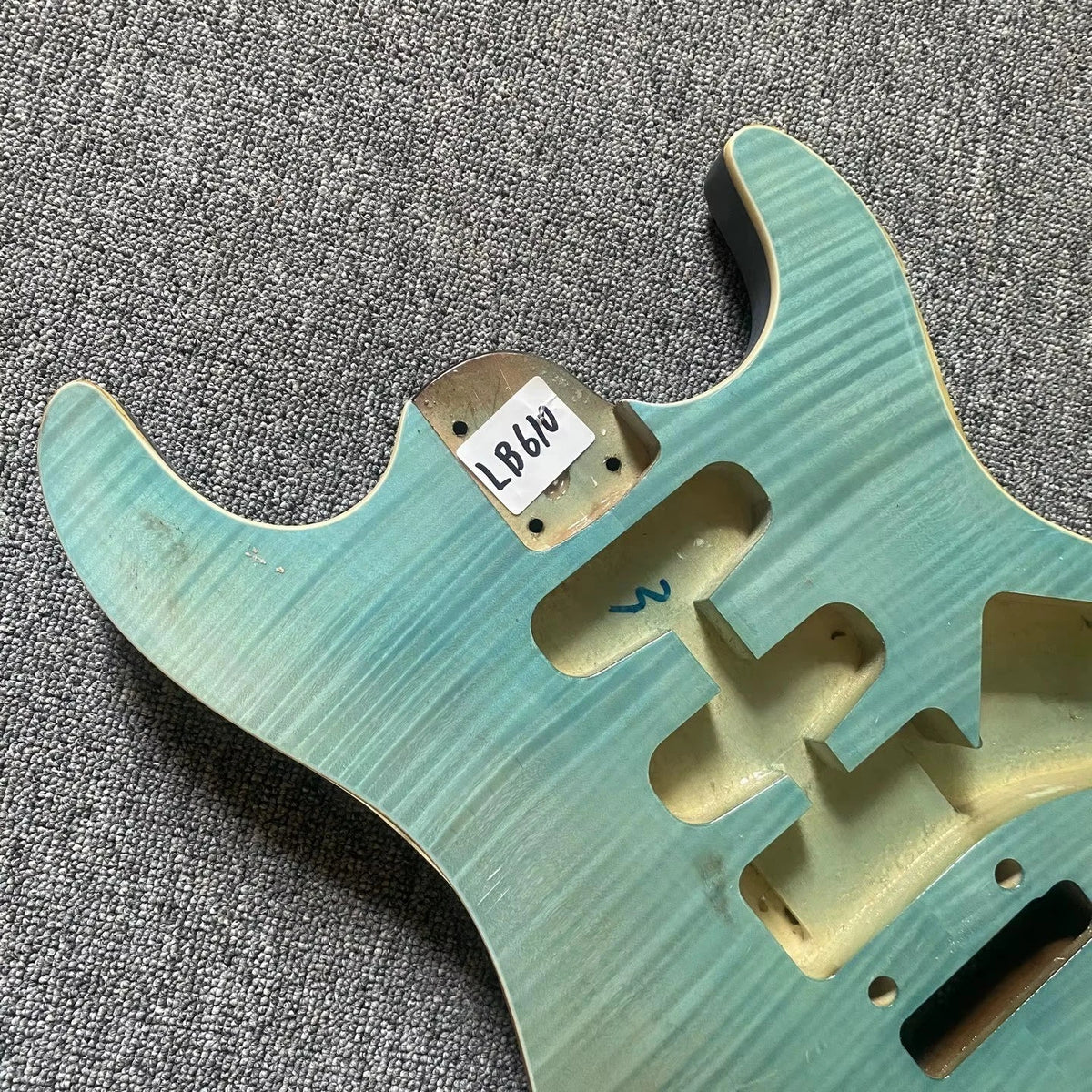 Blue Flamed Maple Guitar Body SSH Pickups and 2 Pivot Bridges Fit Strat ST