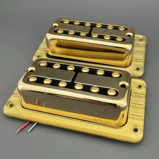 Guitar Pickups Neck and Bridge Set, Gold Cover Fit FilterTron