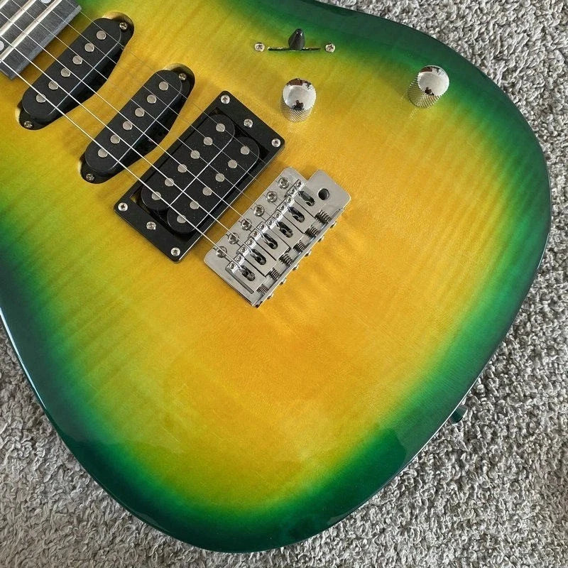 Transparent Green Superstrat Electric Guitar, Basswood Body, Maple Neck Rosewood