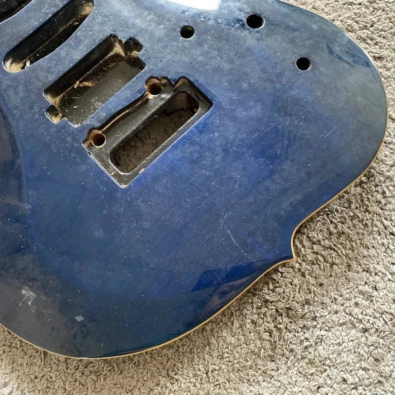 DeVille Blue HSS Electric Guitar, Mahogany Tiger Maple Top Body, 24 Frets Neck