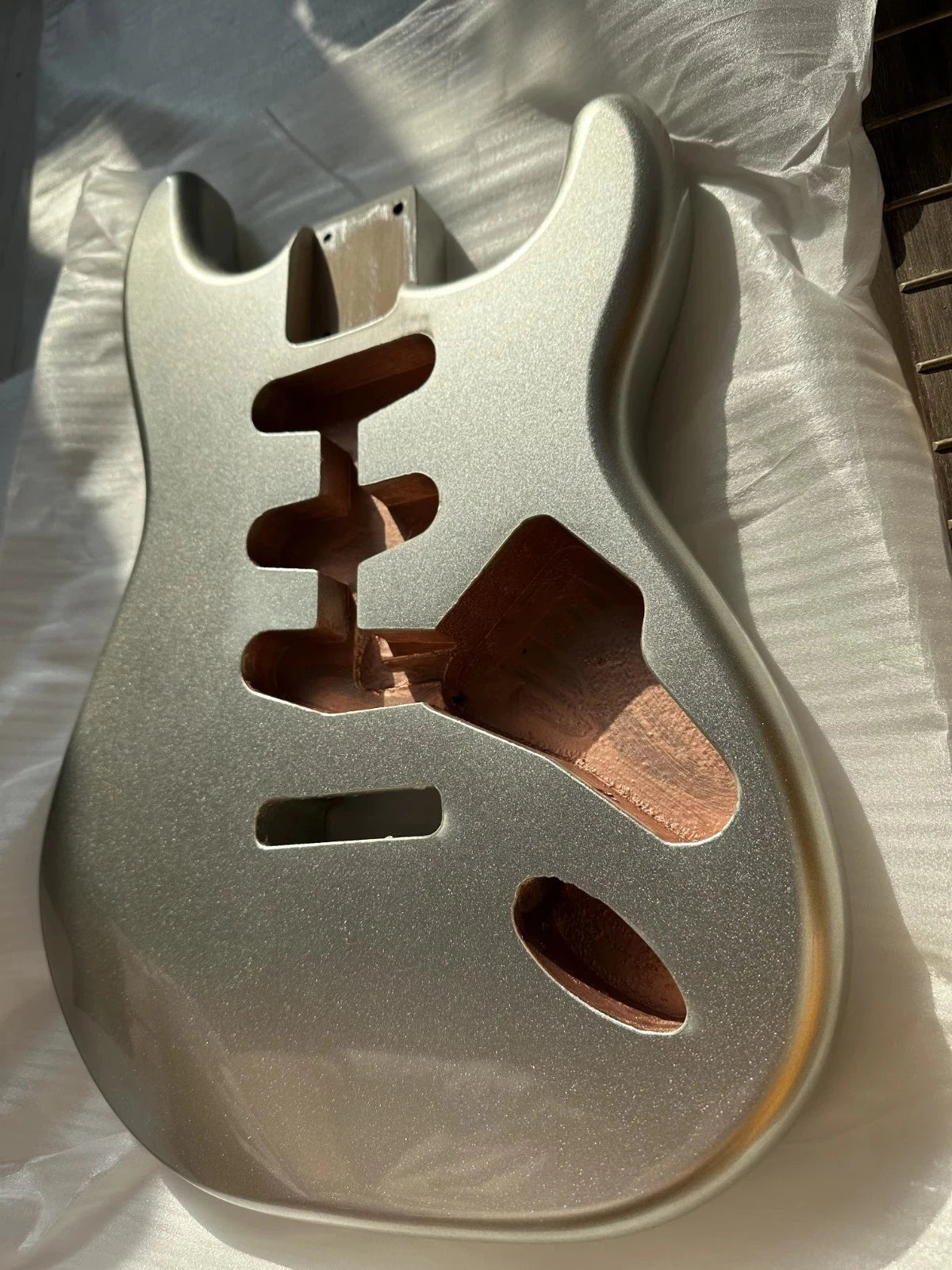 Metallic Silver Alder Wood Guitar Body Fit ST