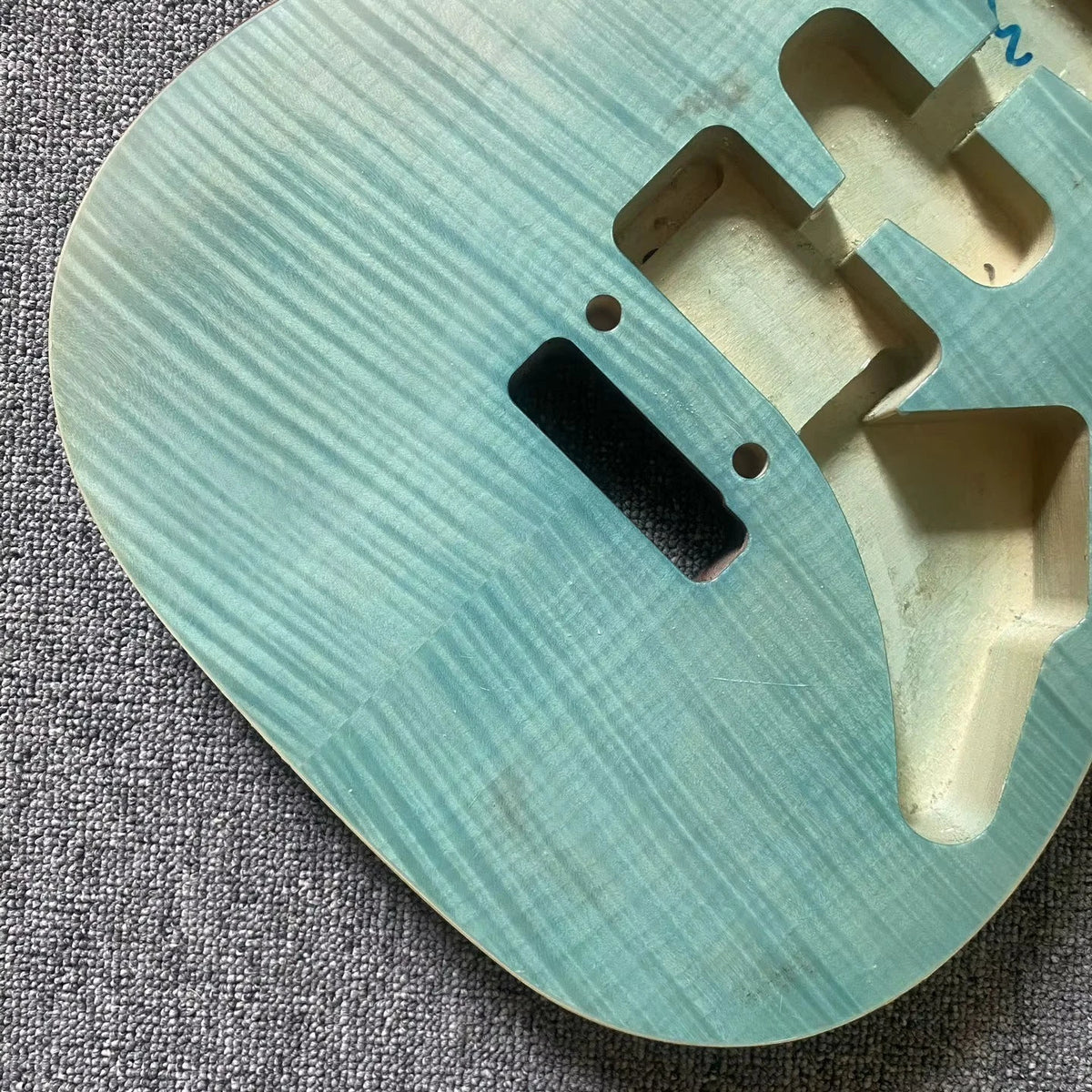 Blue Flamed Maple Guitar Body SSH Pickups and 2 Pivot Bridges Fit Strat ST