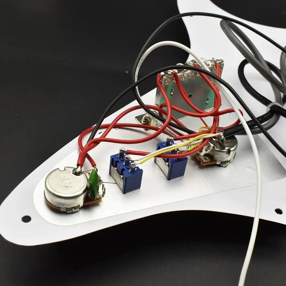 HH White Guitar Prewired Loaded Pickguard, Dual Rail Humbucker Pickups Fit Strat